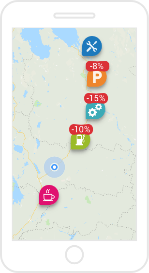 Інформація про найближчі СТО, кафе, стоянки та  автозаправки у мобильному додатку для водія - transportica.com